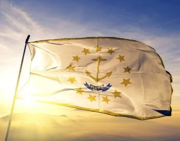 A picture of the flag of the U.S. state of Rhode Island