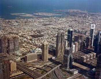 A picture of the view from the Burj Khalifa observatory