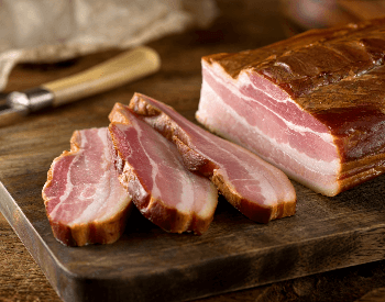 A picture of thick smoked bacon slices