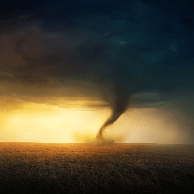 A Picture of a Tornado During a Sunset