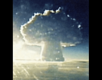 A picture of the Tsar Bomba mushroom cloud. The Tsar Bomba was the largest nuclear weapon ever detonated by the Soviet Union