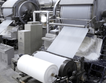 A picture of pulp being turned into paper