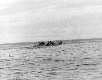 A photo of the United States aircraft carrier Yorktown sinking