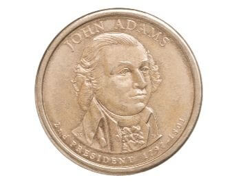 A picture of a U.S. $1 coin with John Adams