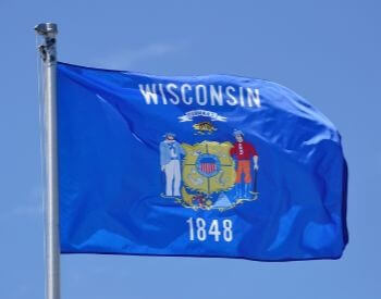 A picture of the flag for the U.S. state of Wisconsin
