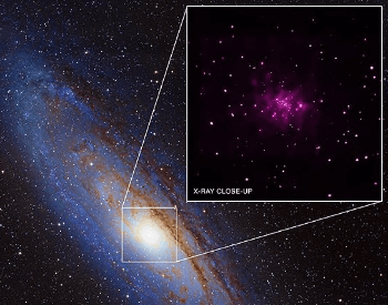 An close-up x-ray photo showing the Andromeda Galaxy center