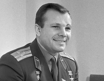 A photo of Yuri Gagarin in his Soviet Air Force uniform in 1966